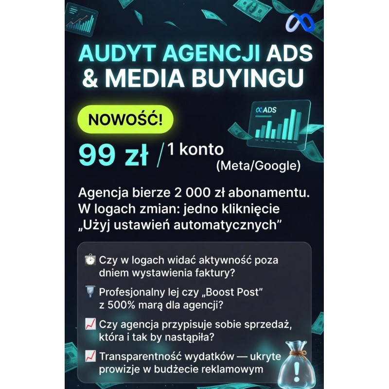 Audyt Agencji Ads & Media Buyingu - 1 konto  Ads - 99zł